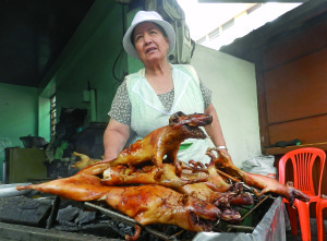 Man, that’s great cuye! The Ecuadorian answer to the corn dog, roasted guinea pig is a popular roadside snack from Canoa to Cotopaxi.
