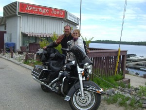 Not your “Average Joe” Harley rider, North Bay Mayor Al McDonald, with our ride leader, Liz Janzen of Trillium Motorcycle Tours.