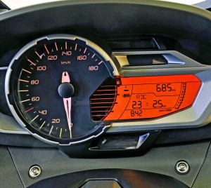 Analog speedo is left of the LCD display with tach, trip computer, tire pressure monitor, etc.