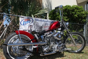 Pristine Panhead in candy-apple red