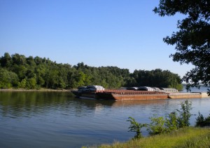 Barge navigating the waters around Land Between the Lakes, Kentucky.