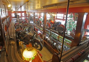 The motorcycles hanging from the ceiling as adornments in the famous San Francisco bar and grill Eddie Rickenbacker’s will be auctioned in August 2012.