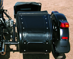 Trunk volume in the Ural T is 2.9 cubic feet. Sidecar is mounted on cushioning rubber dampers.