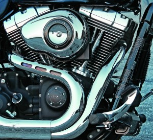 Harley motor has stylish old school appeal.