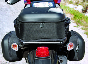 Kawasaki Genuine Accessories saddlebags and expandable top case for the KLR.