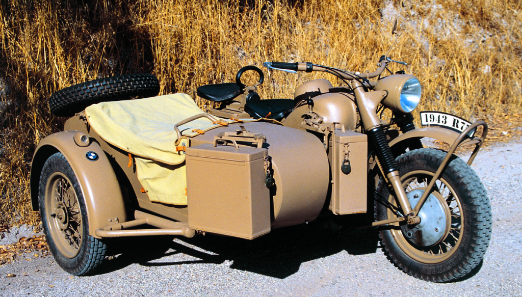 This 1943 BMW R75 is an example of military sidecar outfits in World War II.