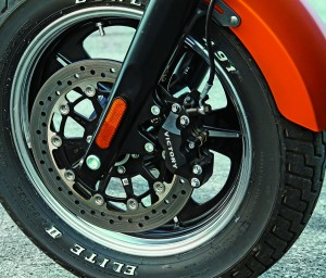 Victory’s single front disc works well on a stylish wheel.
