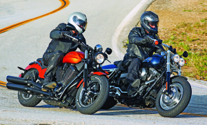 Victory has sharper handling but the Harley excels in comfort.