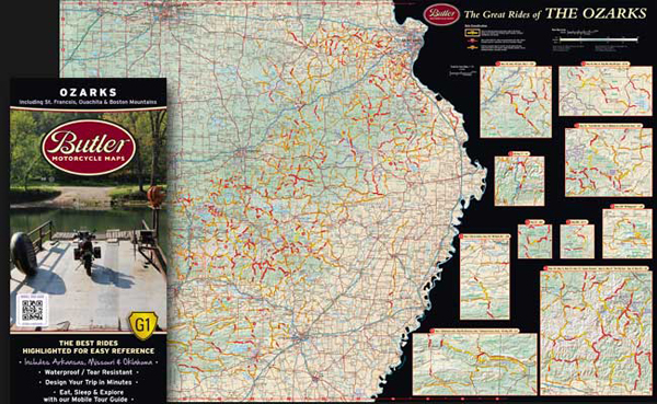 The Ozarks (Arkansas) is the newest map offered by Butler Motorcycle Maps, and the first in the Eastern U.S.