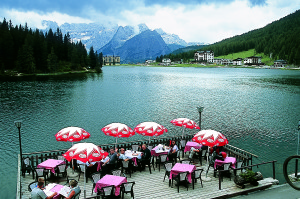 Lunch at the Quinz Hotel on Lago di Misurina, one of my favorite spots on the tour.