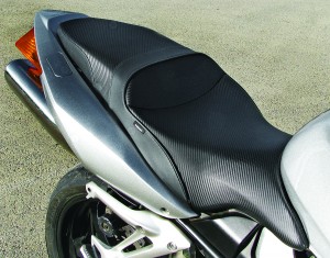 Sargent seat adds comfort, styling and storage to the VFR. The Honda accessory rear seat cowl fits, too.