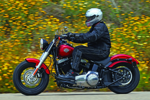 The Softail Slim handles well, but it has limited cornering clearance.