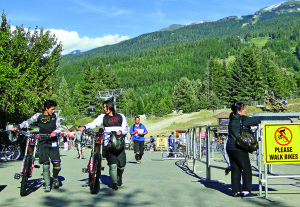 Mountain bikers replace skiers in the summer, keeping Whistler jumping all year round.