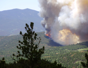 Jim snapped this photo from the top of a mountain the morning he was evacuated from his home.