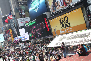 A huge crowd was on hand for the Ninja Times Square Takeover event in New York City.
