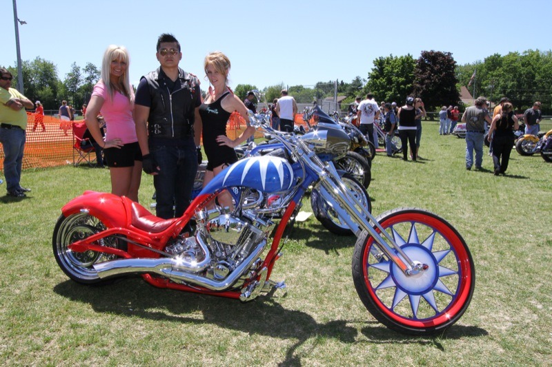 Mike Yeo of Long Island Choppers with his build for a Taiwanese customer honoring the country's 100 years of independence.