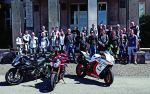 Journalists pause in our busy two days of eating, riding and more riding for a brief respite at the Conti factory.