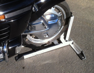 Our Gold Wing rolled easily into and out of the Condor's patented wheel cradle.