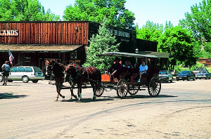 Cowboys and wagon rides are among the attractions in downtown Medora.