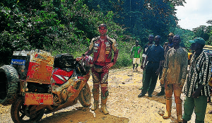 After getting stuck in Cameroon mud.