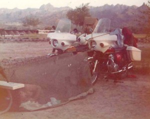 Dad amd Uncle Ernie used their 750's as tent supports during a trip to Colorado in May 1974.