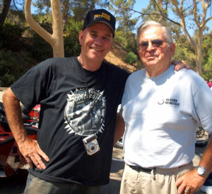 Event founder Doug Bingham with longtime pal Evan Bell, owner of famous Irv Seaver Motorcycles, the shop specializing in BMWs for 100 years!