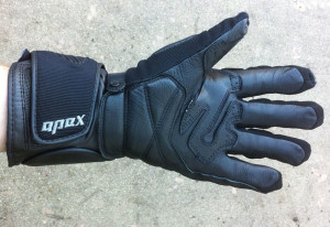 Alpinestars Apex Drystar gloves are made of goat leather and textile, and have both a thermal lining and waterproof Drystar membrane.
