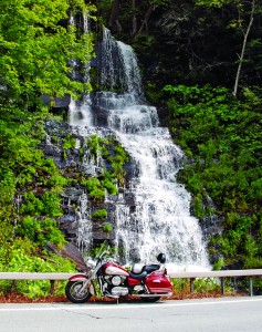 A waterfall on Route 97 along the Delaware River.