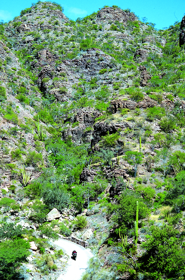 The road to San Javier Mission is good dirt, going through some rugged country.