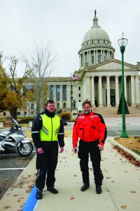 Pony Express Ride organizer Khris St. Klair (left) and Forest Aten in Oklahoma City, Oklahoma. (PHOTO BY FOREST ATEN)