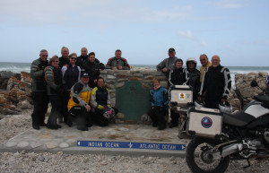 Our group poses by the monument at Cape L’Aghulas that marks the southern tip of Africa, where the Indian and Atlantic Oceans meet.