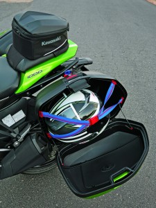 Each saddlebag will hold a full-face helmet.