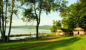 Waterfront cabins at Jocko's Beach Resort and Motel on Calabogie Lake.