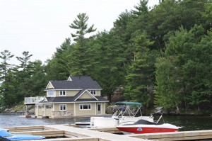 Some boathouses on Lake Rosseau are small compared to the regular houses that go with them.