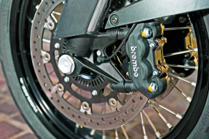 Dual radial-mount Brembo front calipers and multi-mode Bosch ABS offer excellent stopping power.