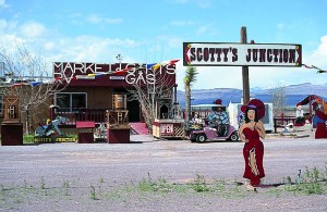 Scotty’s Junction is 25 miles northeast of Scotty’s Castle, where the road intersects with U.S. 95.