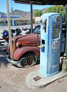 This gas pump in Shoshone, California, has not pumped gas in many years.