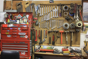 A tool for everything and every tool in its place. (Note the extensive collection of hammers, including left-handed, metric and Whitworth.)