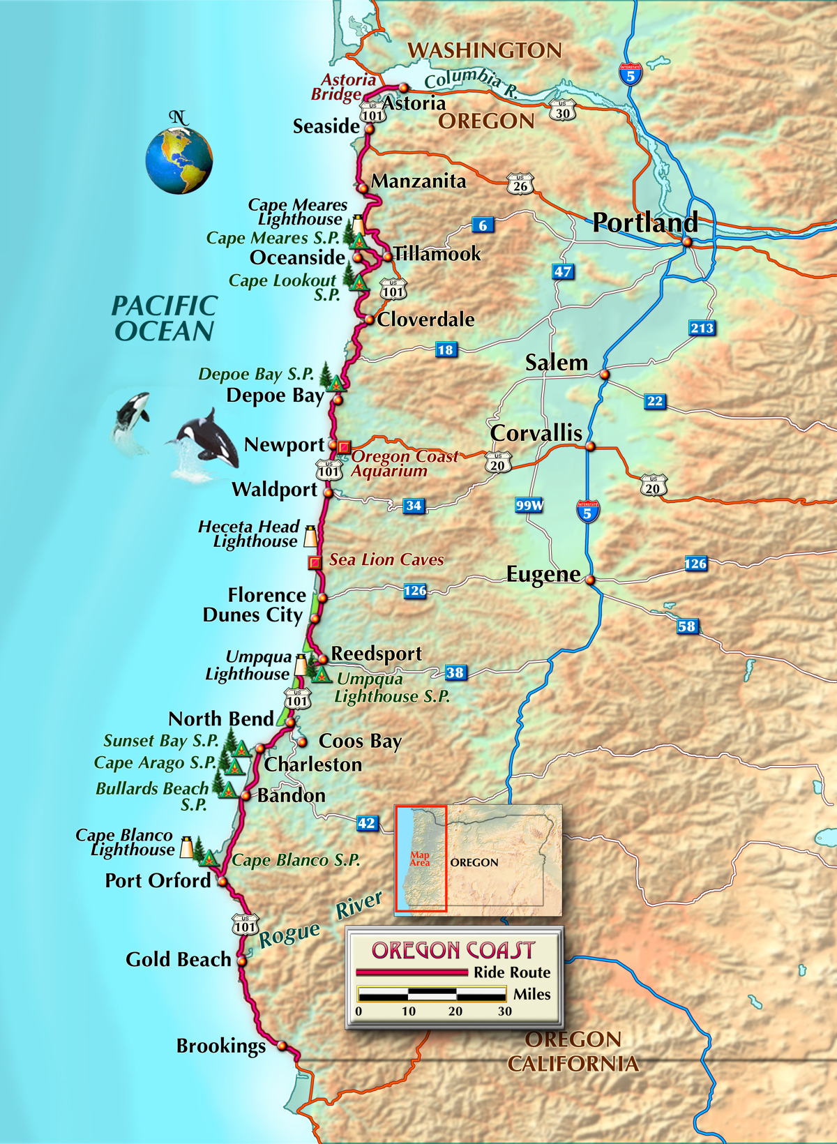 Oregon Coast Tourism Map - Map Of Counties Around London