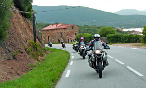 We are leaving the Gulf of Sagone on Corsica’s west coast; in towns our group tended to ride together, and then spread out as we rode into the hinterlands.