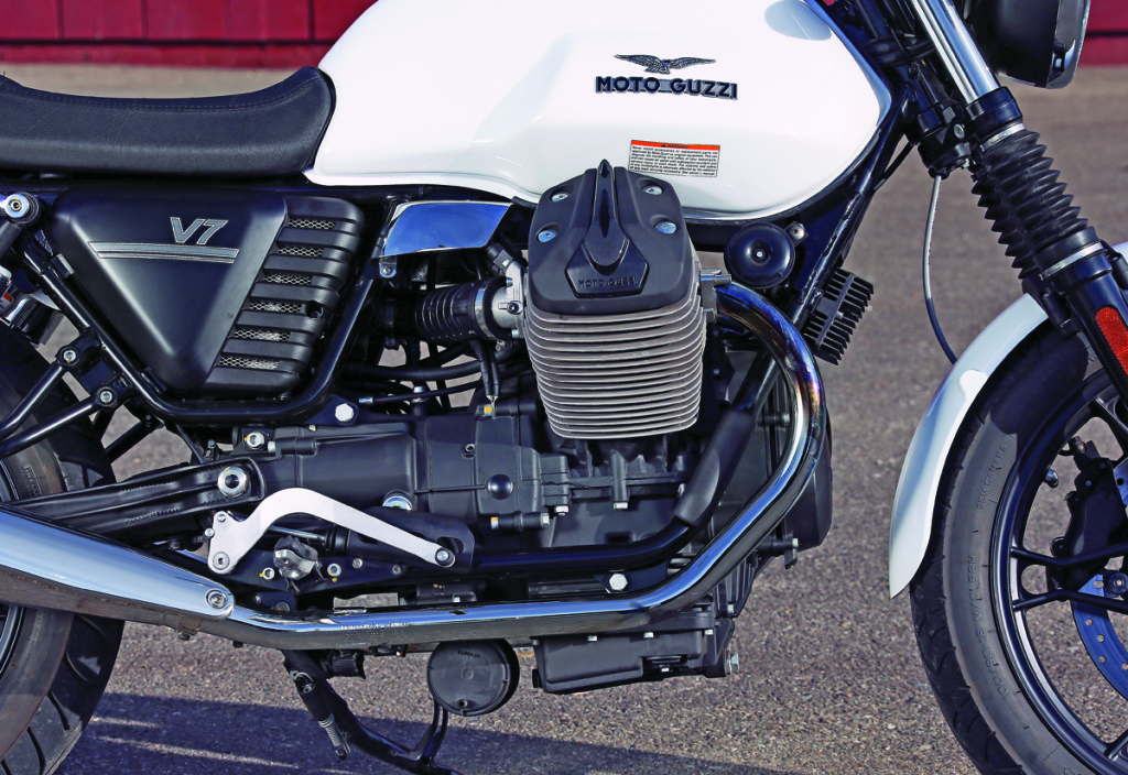 Larger fins help cool the 90-degree V-twin, which gets new induction, larger valves, lighter pistons and higher compression.