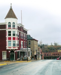 Looking down Shake Rag Street in Mineral Point. The miners’ wives used to wave dishcloths out these windows, signaling their husbands that lunch was ready.