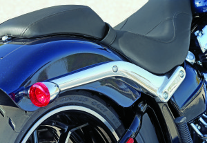 Another “first” is a forged and polished rear fender brace that saves 7 pounds.