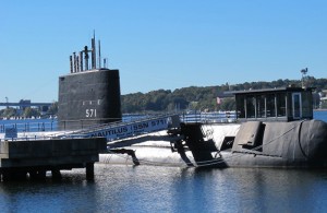 The nation’s first nuclear submarine is now a museum outside the sub base at Groton.