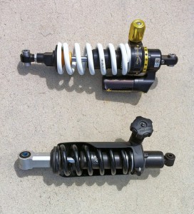 Touratech Extreme is beefier in every respect vs. the stock R 1200 GS rear shock, yet 10.5-pound weights are identical.