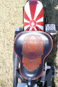 The Duane Ballard seat features some wood grain details in honor of the owner's occupation