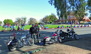 The park in front of Mission San Juan Bautista is often filled with school children on an outing; the building in the background is a 19th century hotel.