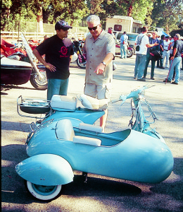 TV’s Huell Howser interviewed Hector Moreno about his Vespa sidecar.