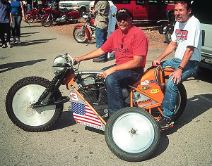 Doug Whitson and Jack Straw fired up their racing H-D chair.