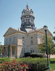 Winterset’s town square features the perfectly symmetrical Madison County Courthouse.